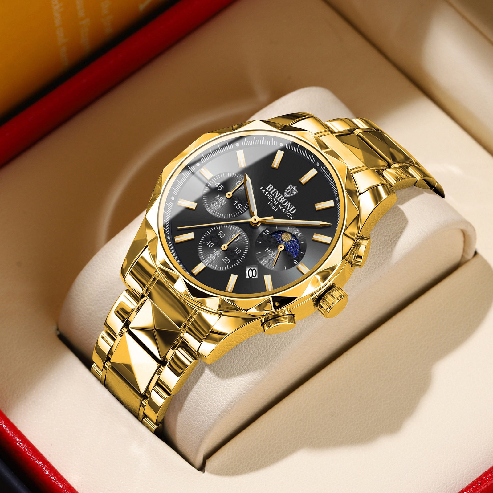 Montres pour hommes à boucle papillon multifonctionnelle