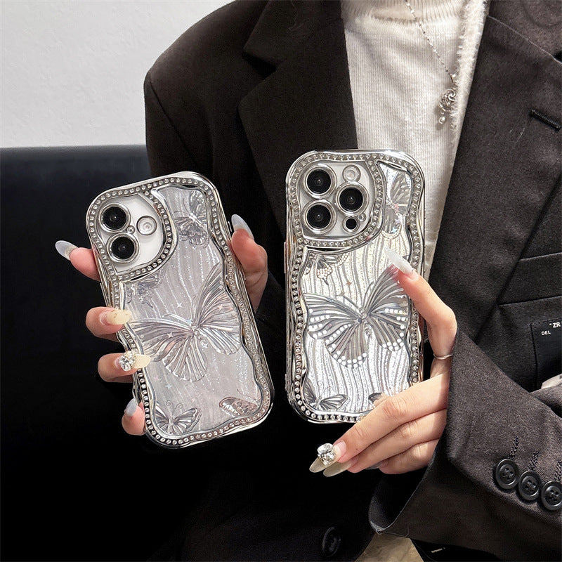 Epoxy Electroplating All-inclusive Laser Butterfly Diamond Edge Phone Case