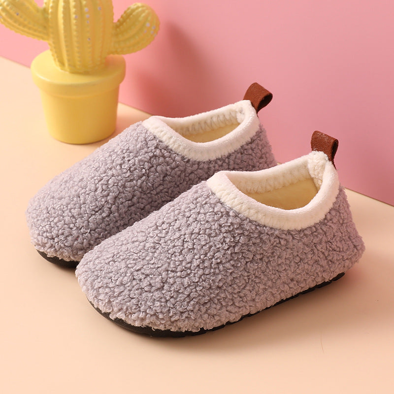 Pantoufles de coton d'automne et d'hiver à doublure polaire pour enfants
