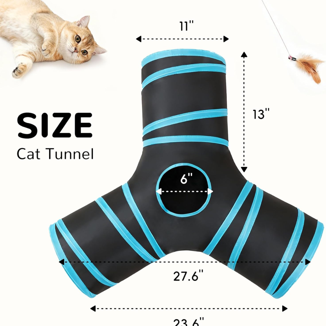 Jouets de tube de tunnel de chat animal de compagnie 3 voies collapsible