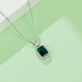 S925 Collier pendentif émeraude en argent sterling Cut Lab-Grown Pendentif émeraude