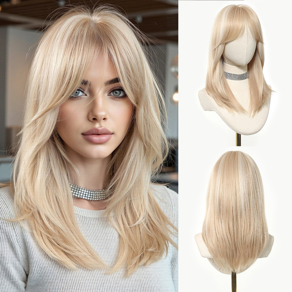Ombre Blonde Women's Full Head Mid-Length Wig