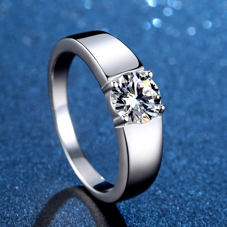 Sterling Silver Moissanite Anneau Tempérament Ouverture réglable