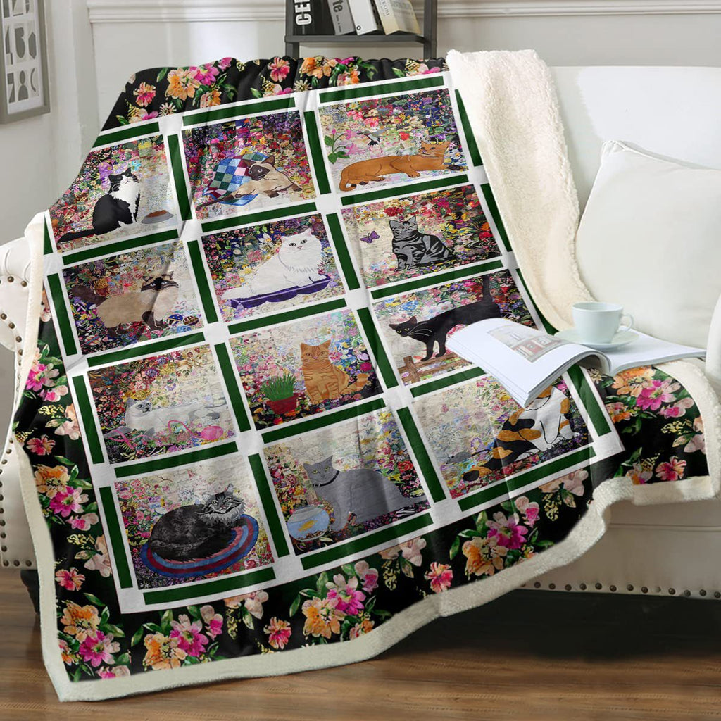 Cat Sherpa Blanket Animal Pattern Printing Enfants double couche