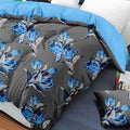 9-Piece Gray et saphir Floral couvre-lit et rideau