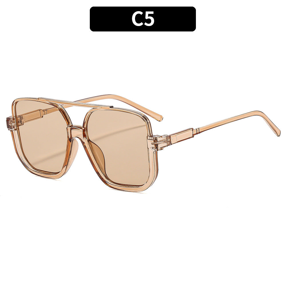 Y2K Chic Personnalité Double pont Lunettes de soleil semi-imprimées