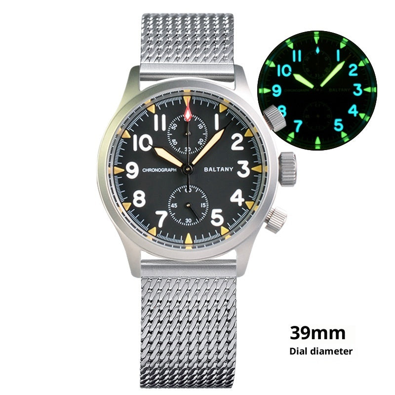 Prodigal Rétro Imperméable en acier inoxydable Lumineux Montre Quartz multifonction