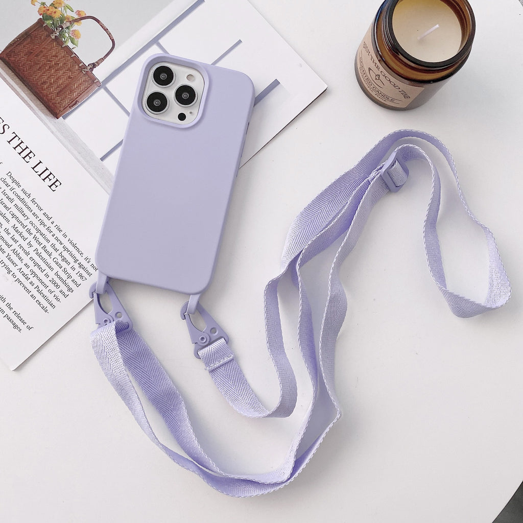 Étui téléphonique en silicone liquide pour lanyard
