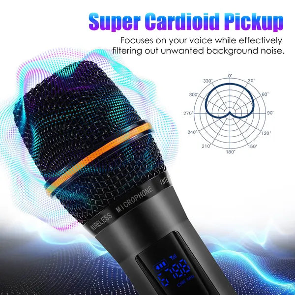 Microphones sans fil UHF Microphones sans fil rechargeables Mics à main métallique Wit