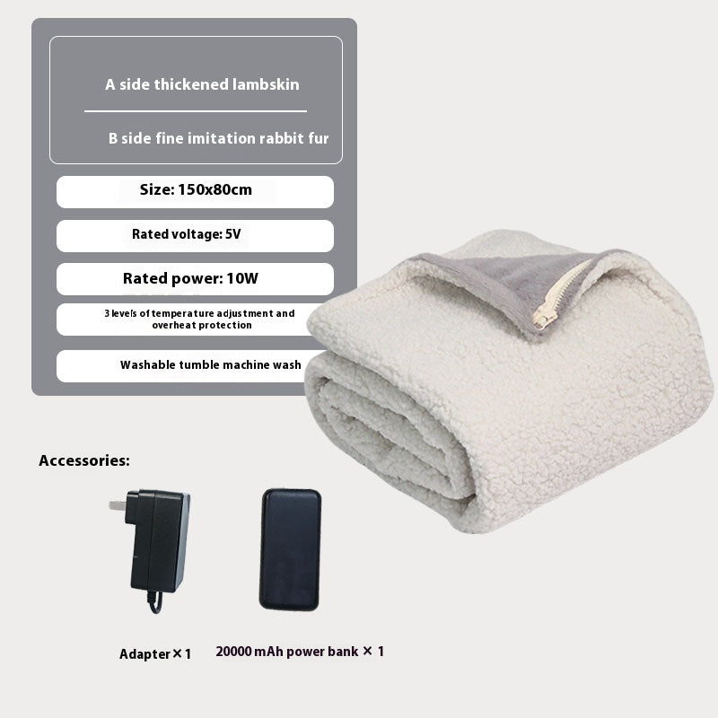 Couverture maison Lambswool USB Chauffage intelligent Châle chaud