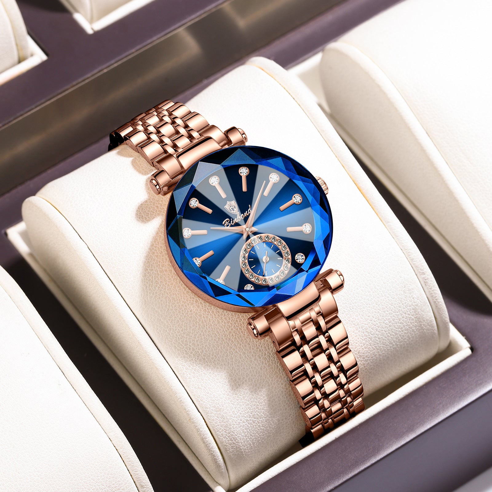 Niche Diamond Ceinture en acier massif Montre imperméable pour femmes