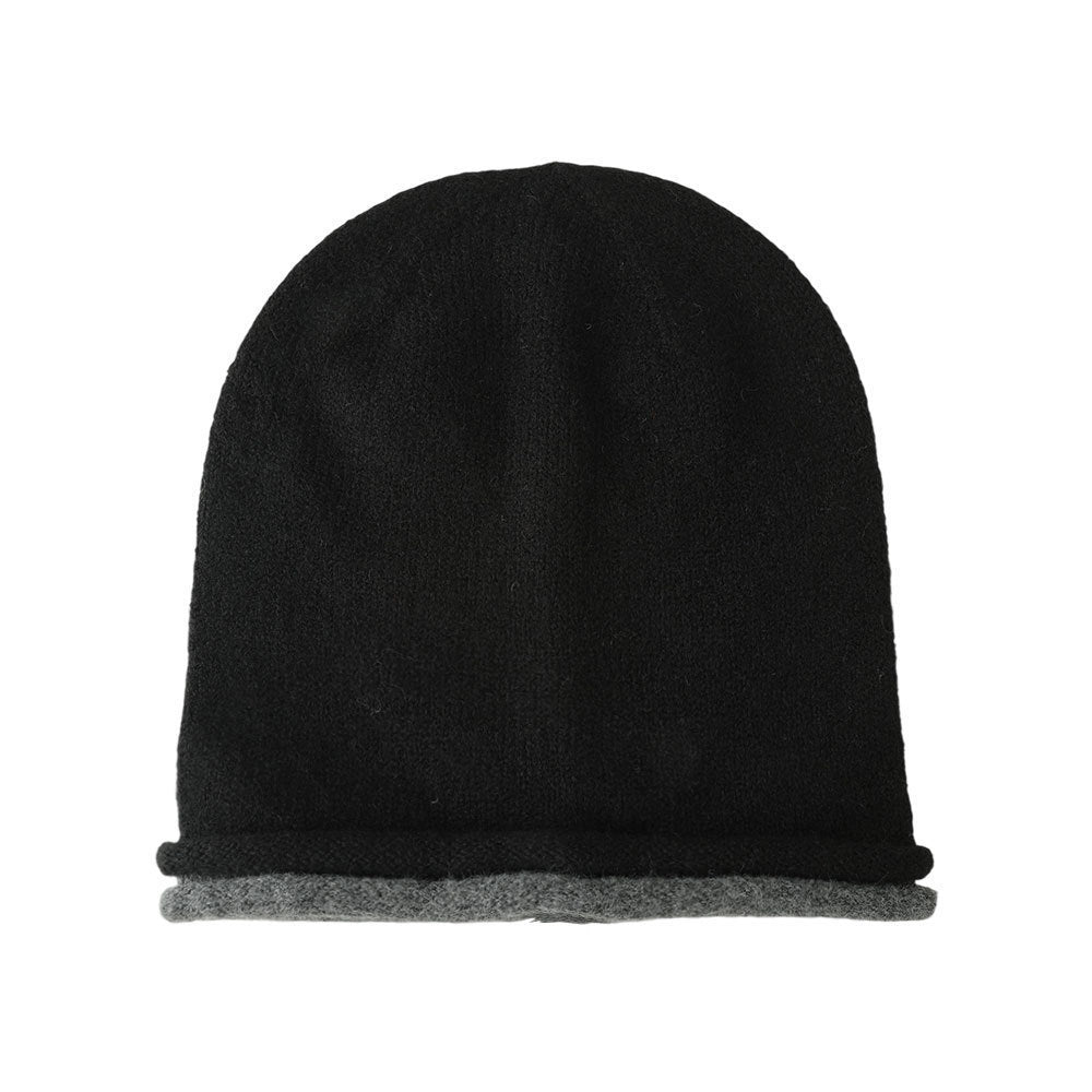 Femmes Hiver Hem à deux rangs Colorblock Cashmere Knitted Bonnet