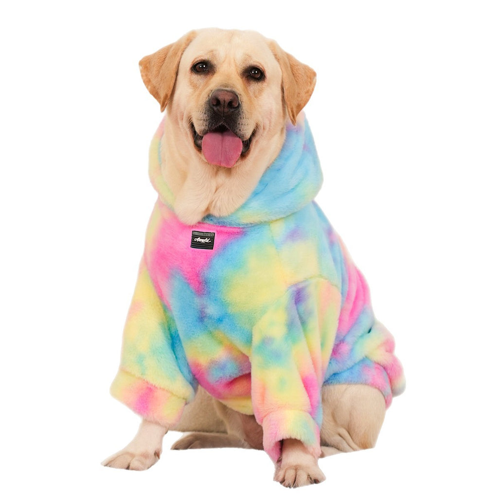 Animaux de compagnie Hoodie Tie Dye Rabbit Fur Rainbow-colored Dog Hoodie