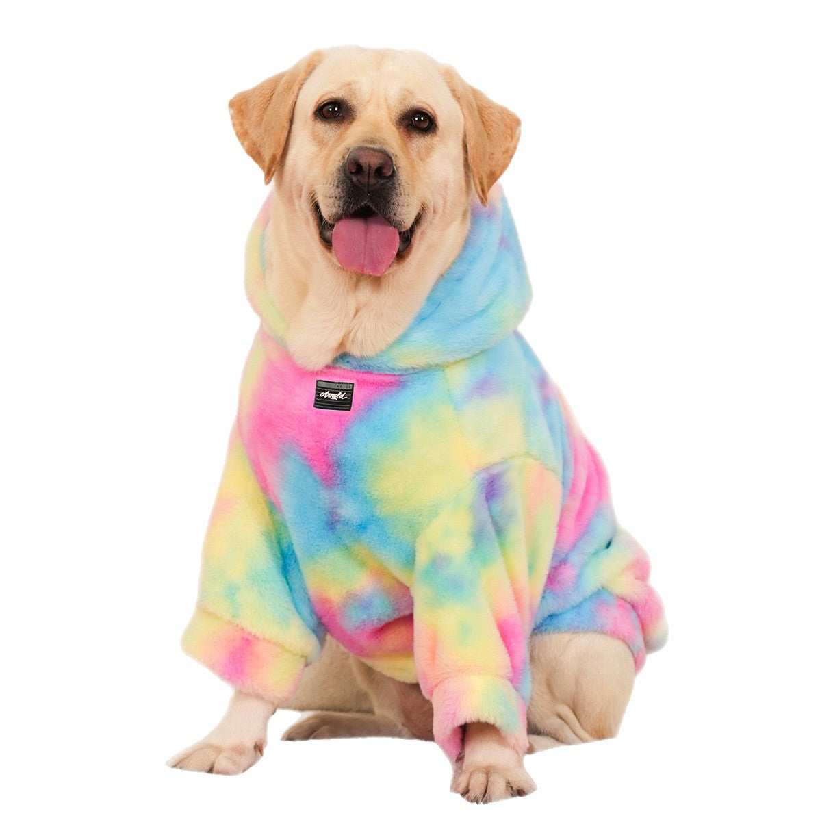 Animaux de compagnie Hoodie Tie Dye Rabbit Fur Rainbow-colored Dog Hoodie
