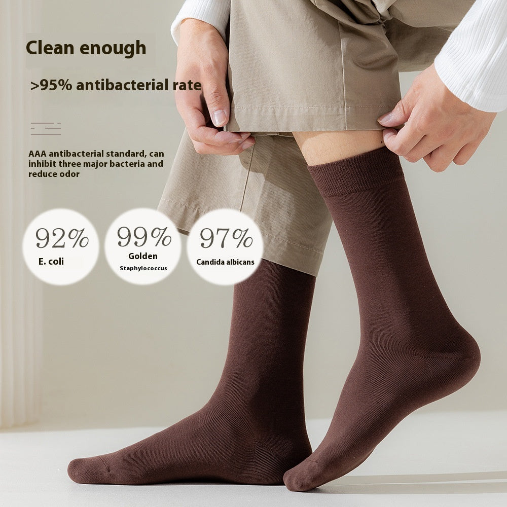 Mi-calf printemps et automne pur coton hommes d'affaires chaussettes