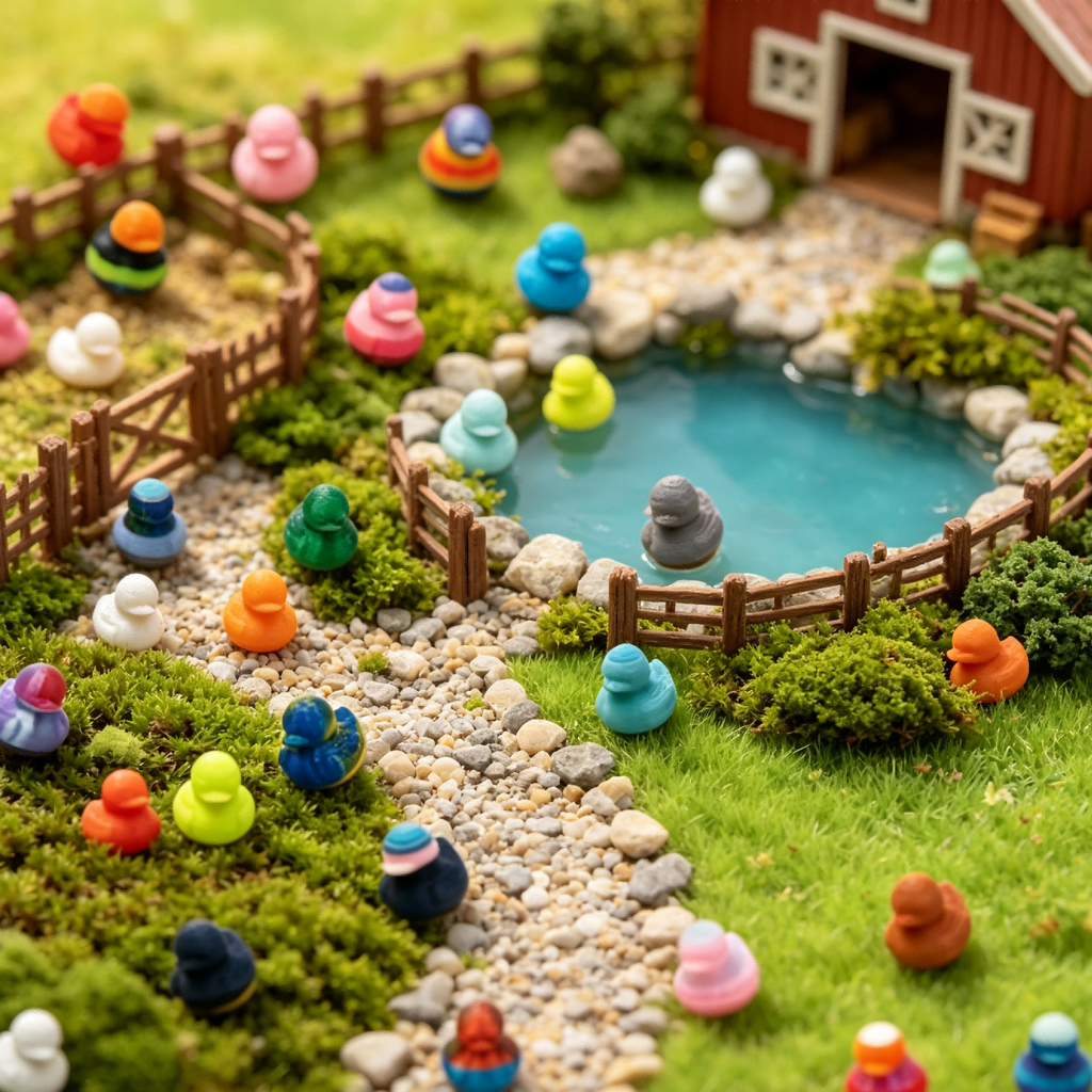 100PCS Mini pièces décoratives canard Couleurs assorties pour l'artisanat et les affichages