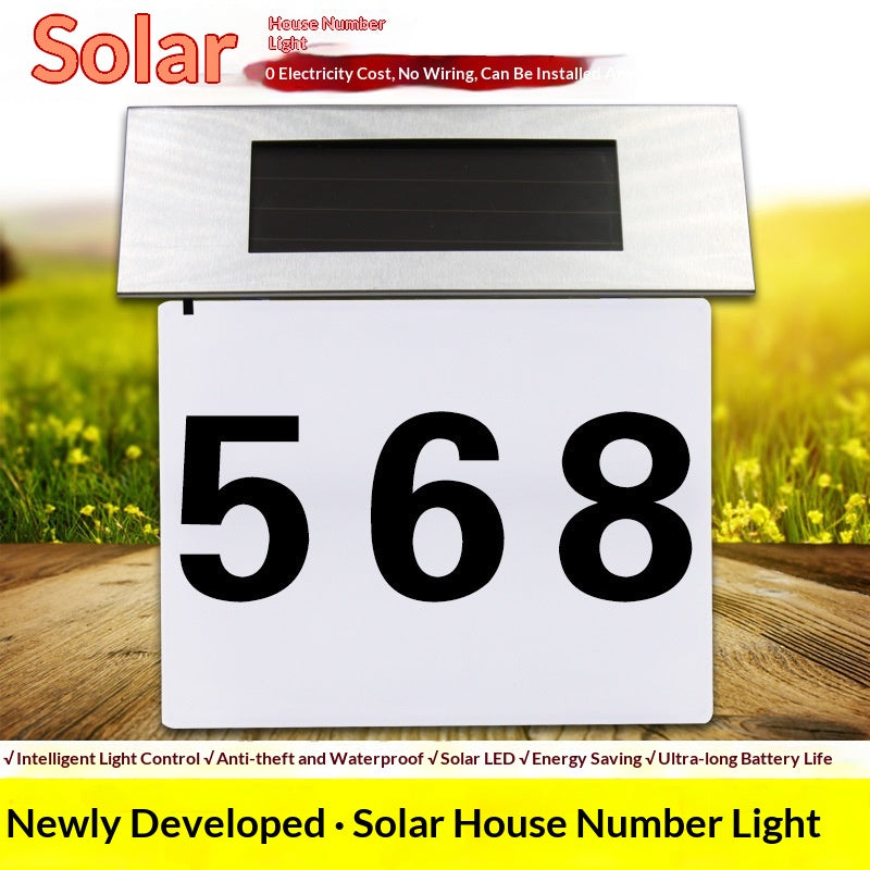 Panneau de porte à éclairage numérique à énergie solaire