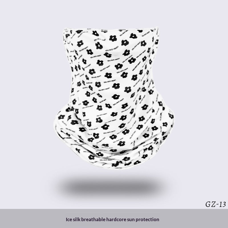Masque de visage en boucle d'oreille en soie de glace protecteur de cou de sport