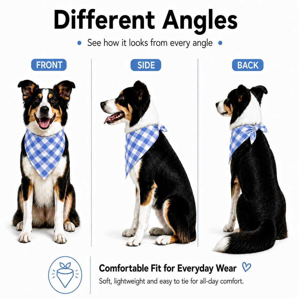 Bleu & Blanc Plaid Dog Bandana 1 Pack