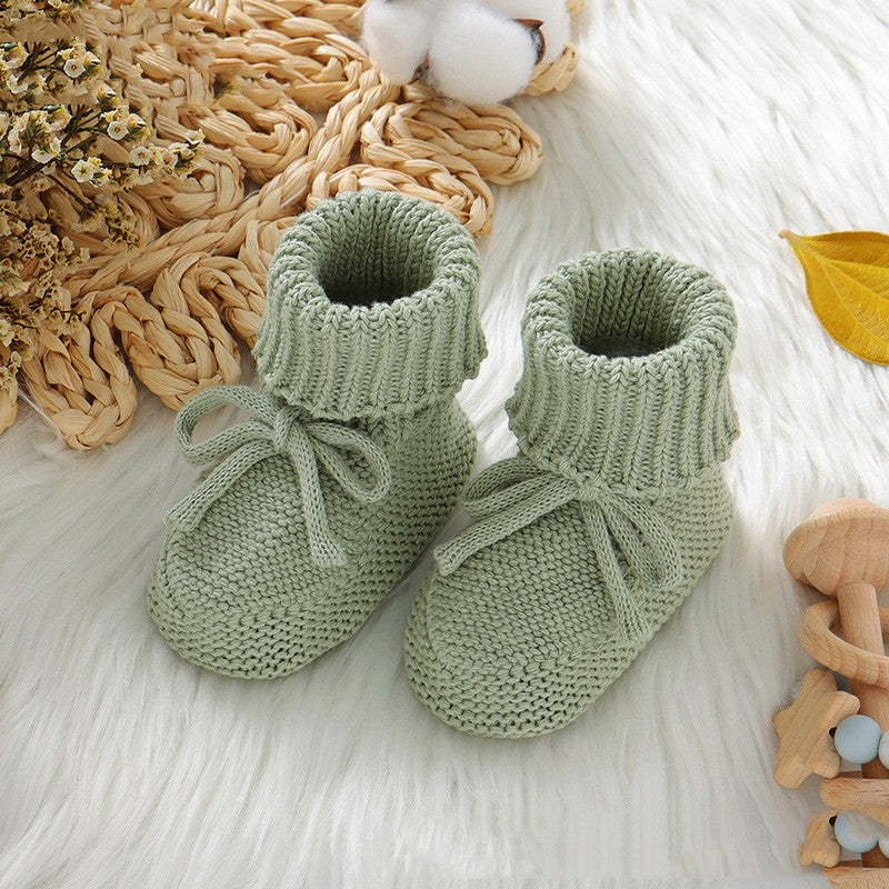 Bébé Solid Couleur Mignon Bowknot Knitted Toddler Chaussures