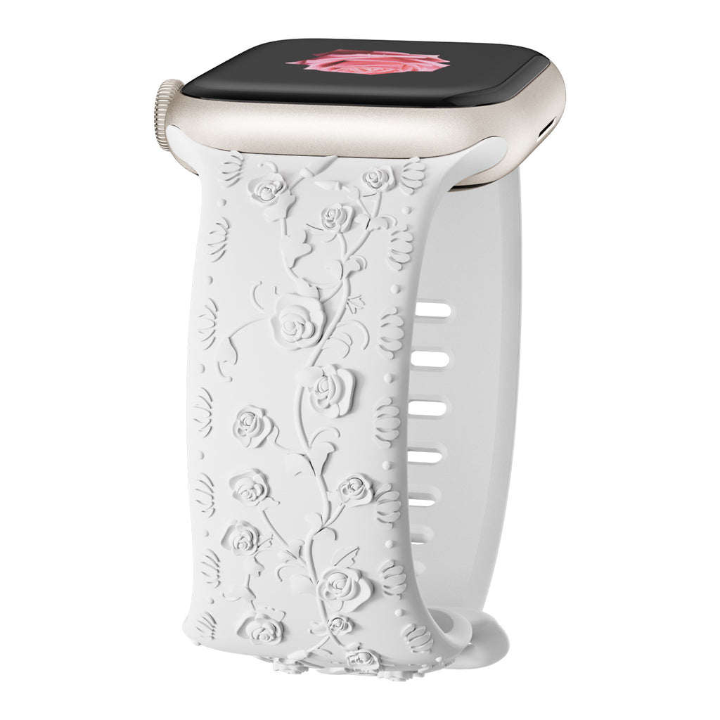 Bracelet de montre en silicone rose embossé