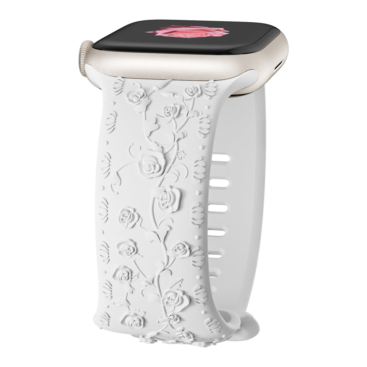 Bracelet de montre en silicone rose embossé