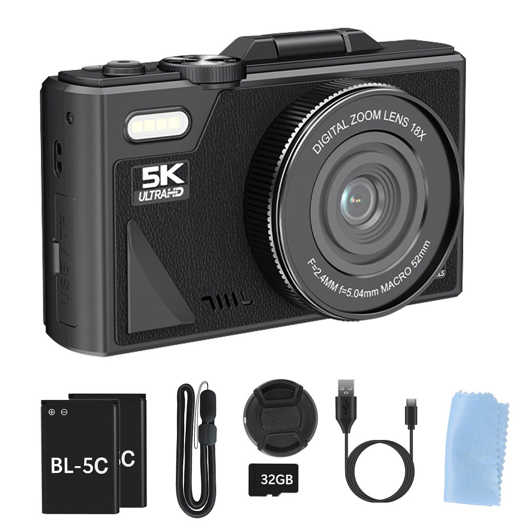 1Pc 5K 75MP Caméra numérique pour la photographie Anti Shake WiFi Vlogging Caméra vidéo avec 9 Sh