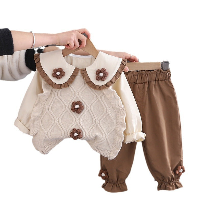 Ensemble de vêtements de printemps bébé fille Stylish Childrens Sweater Vest