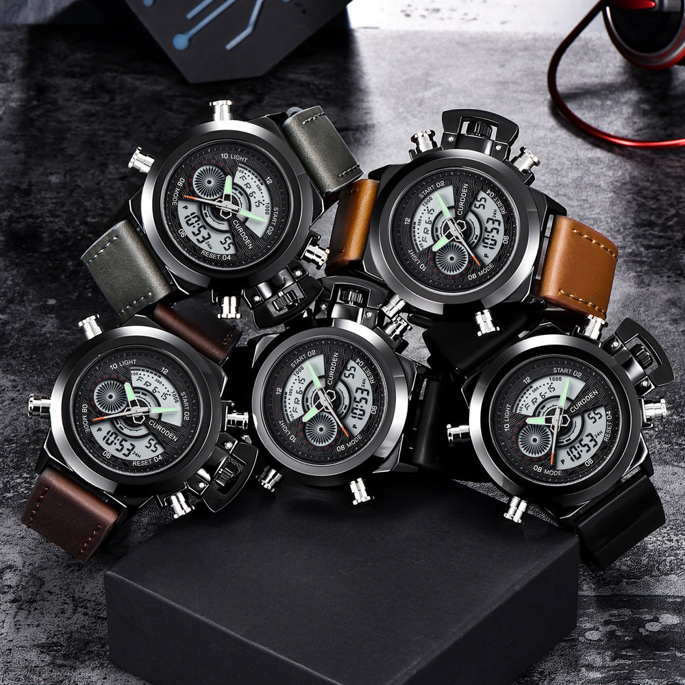 Fashion Belt Multi-Functional Double Display Sports Watch for Men