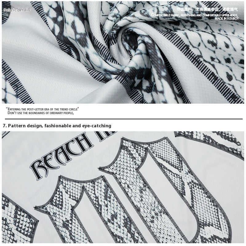 Snake Scale Design Mesh Jersey T-shirt à manches courtes Loose