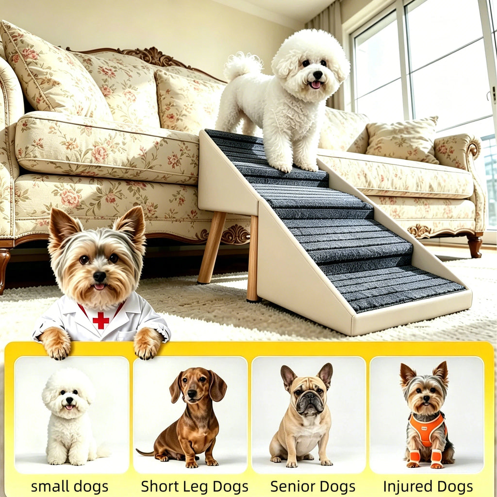 2-en-1 Échelles de chien pour lit et canapé 18,89" Rampe de chien pliable pour canapé 4 marches et Ottom