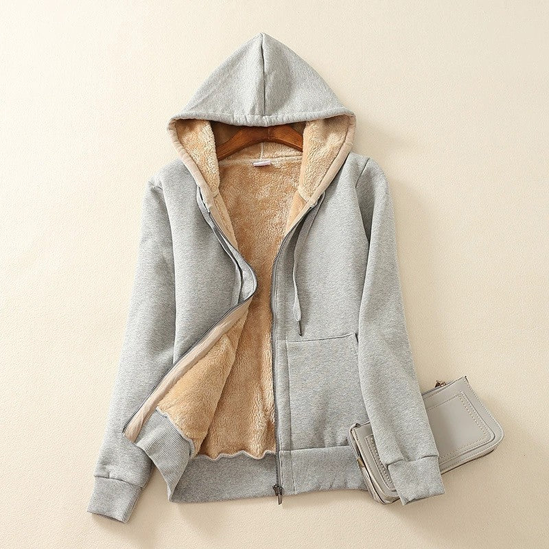 Sweat-shirt de mode à capuche épais doublé de polaire pour femmes