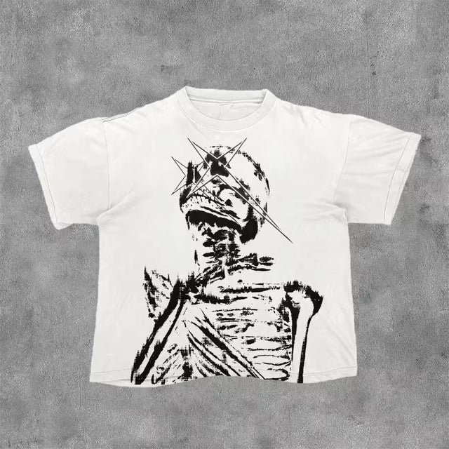 T-shirt imprimé en coton rétro pour hommes