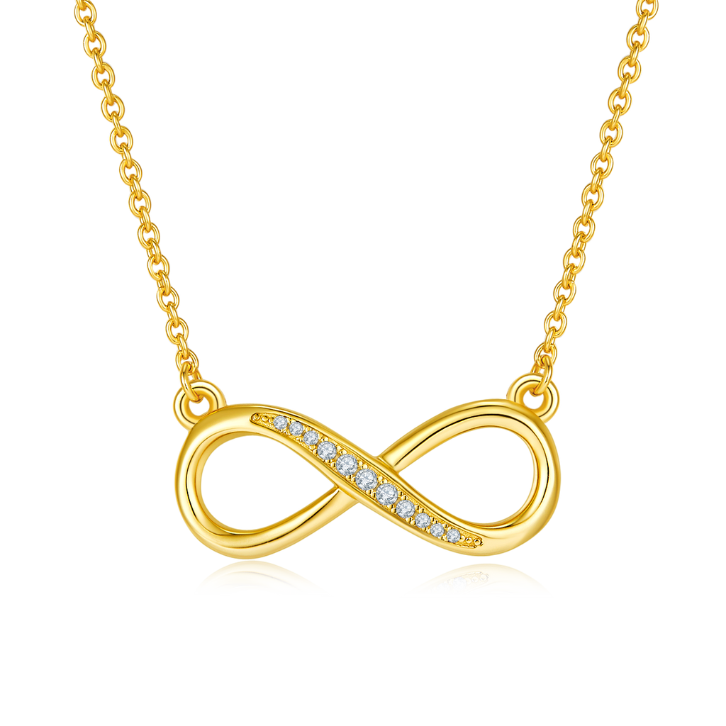 3.2g S925 Argent Sterling 11 Pierre Moissanite Collier Infinity 45cm Wit pendentif demi-paves