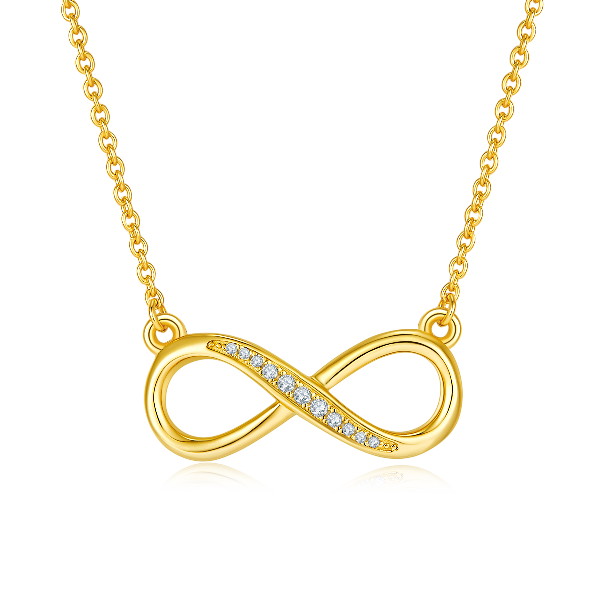 3.2g S925 Argent Sterling 11 Pierre Moissanite Collier Infinity 45cm Wit pendentif demi-paves