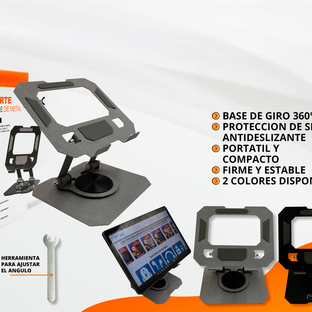 Tablet Stand 360 Degree Rotating Gray Base antidérapante