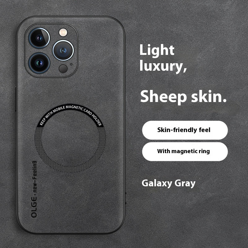 Magnetic Sheepskin Étui de téléphone d'affaires tout compris résistant à la chute