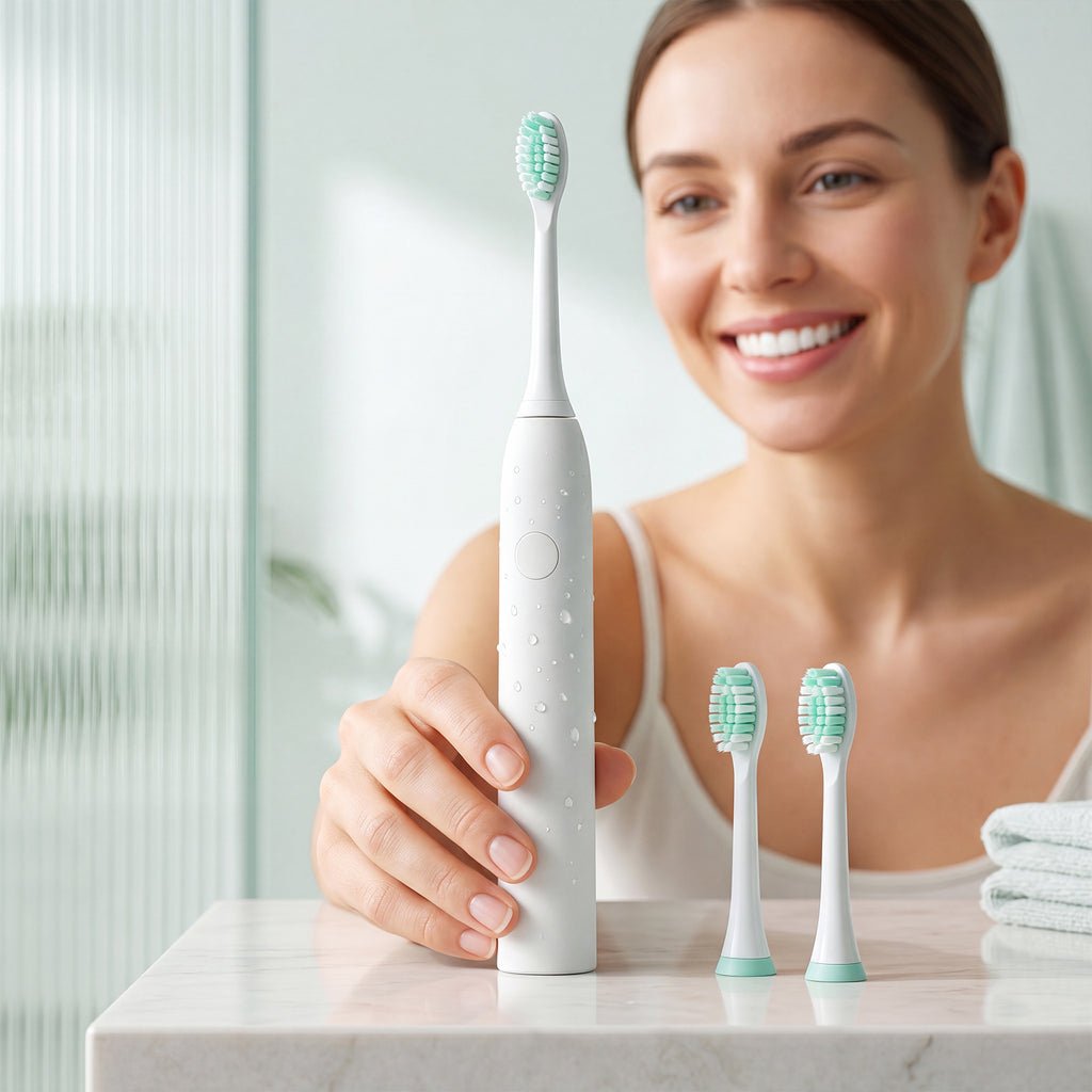 CH-926 Brosse à dents électrique blanche avec 2 têtes de brosse