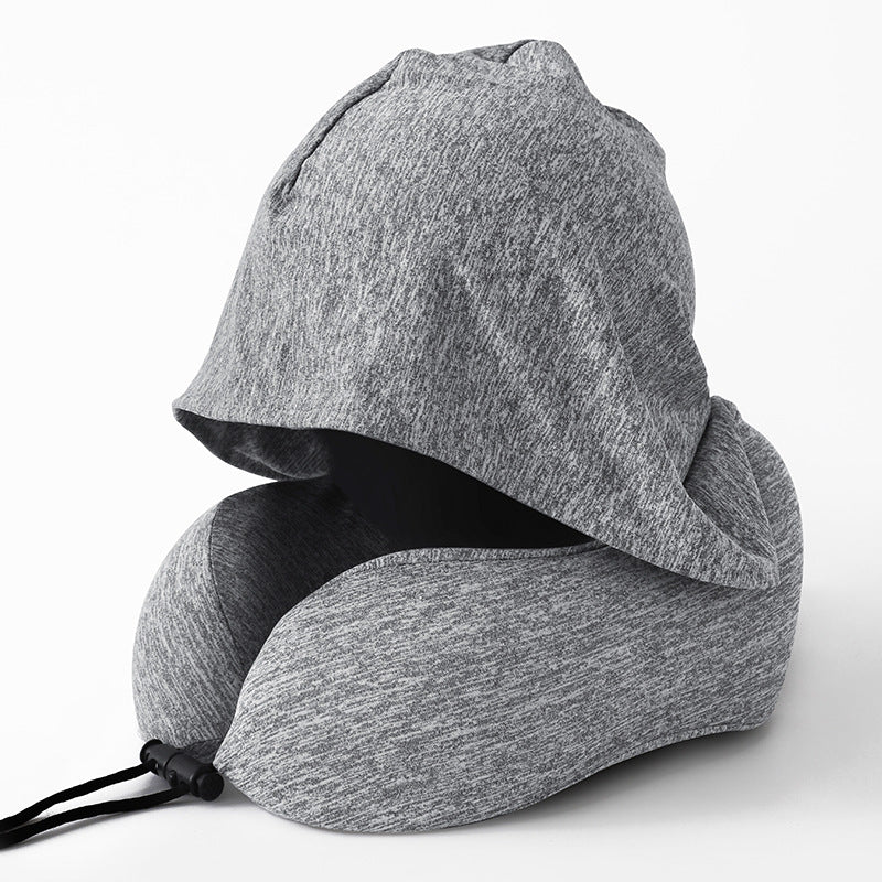 U-Shaped Hooded Memory Foam Elastic Neck Support Pillow