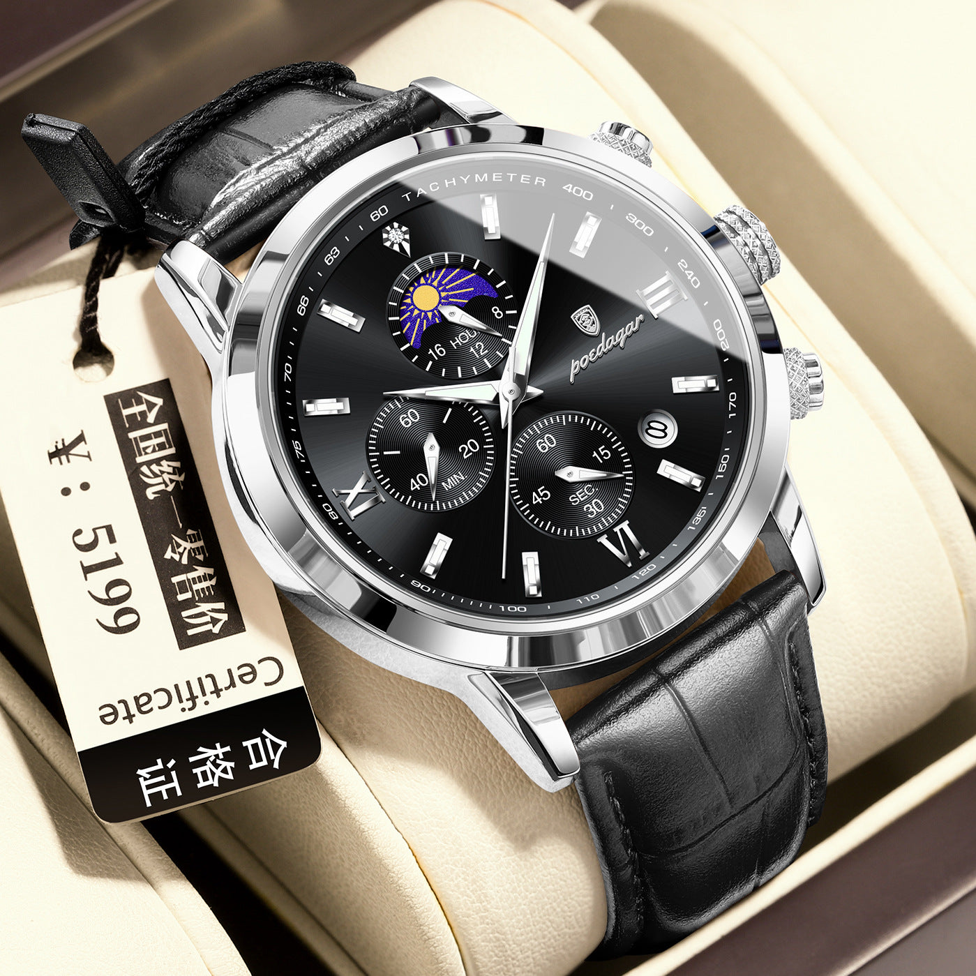 Montre masculine multi-fonctions sport Timing Lune Phase