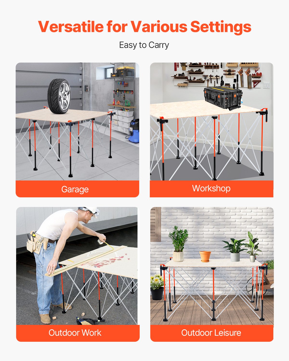 Support de travail pliable portatif 4.15 X 4.15ft Support de travail collapsible 3500lbs Capacité