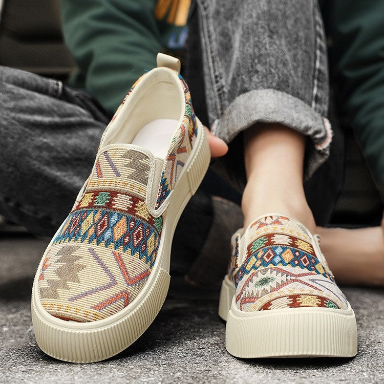 Bas-top chaussures tendance modèle Jacquard Plus-taille Chunky-soled Sneakers