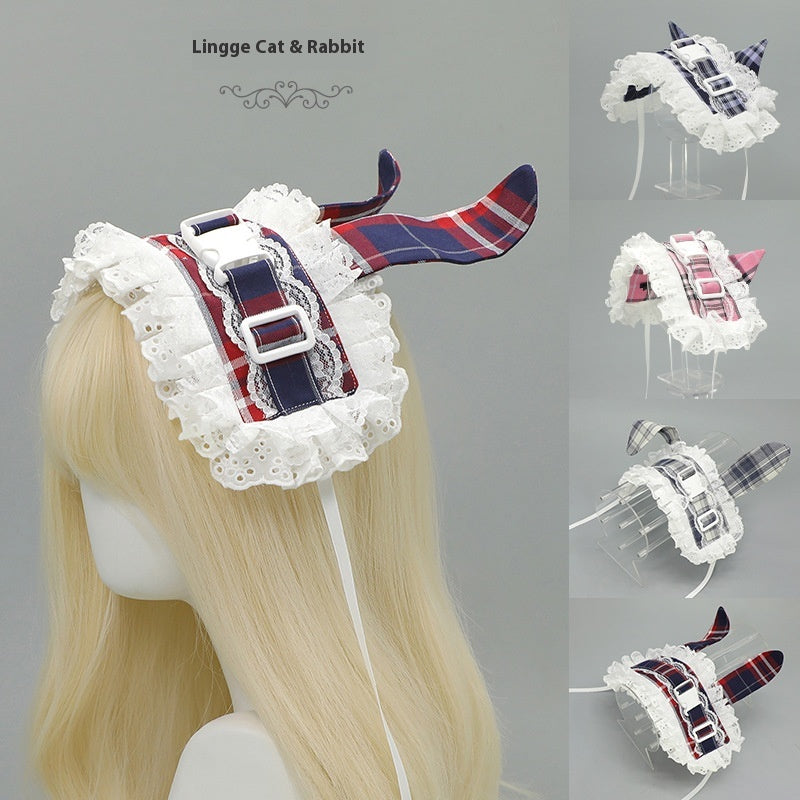 Ancien style pastoral ancienne sous-culture Retro Plaid Release Buckle Hair Band