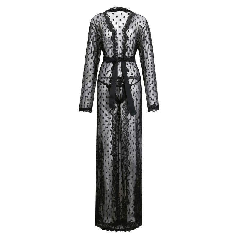 Polka Dot Lace Japanese Style Men's Bathrobe