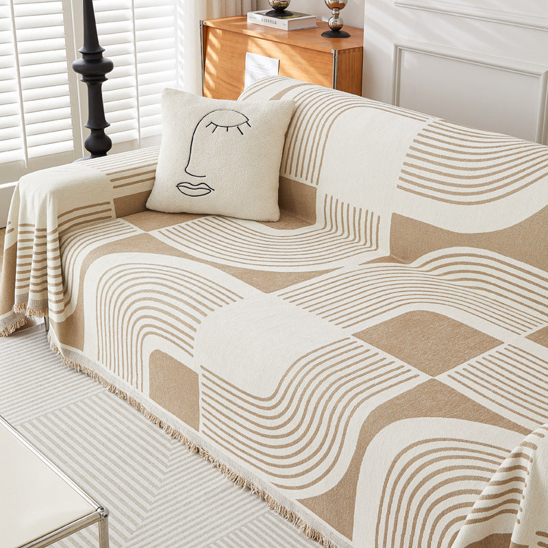 Chenille Housse de canapé Enveloppe complète Design universel minimaliste épais pour toutes les quatre saisons