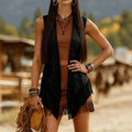 Femmes Rétro tendance Veste de Tassel All-Match Hollowed Out