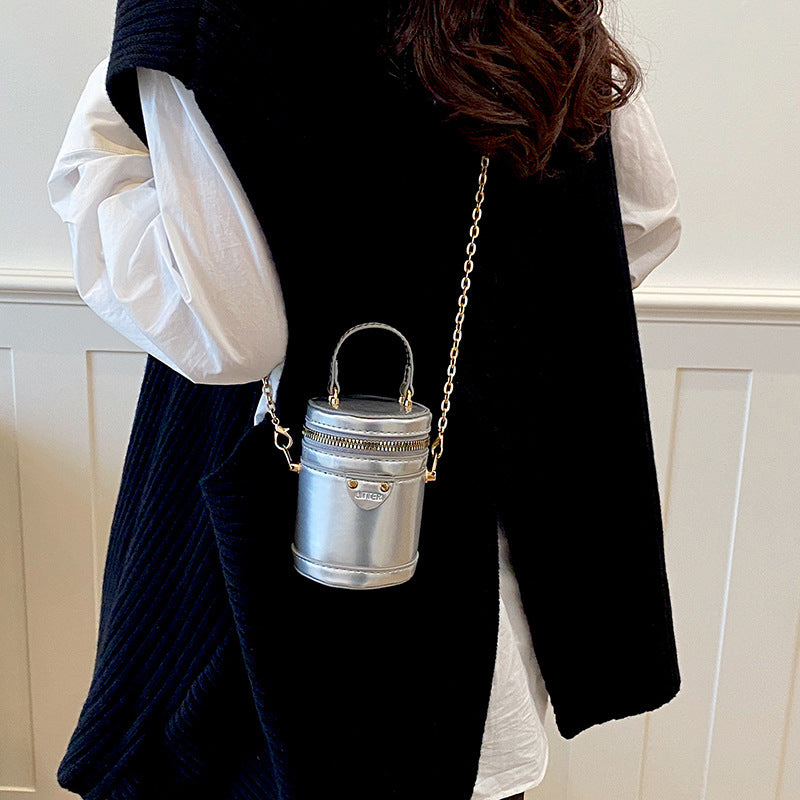 Cuir Mode Candy Couleur Sac à Bucket cylindrique