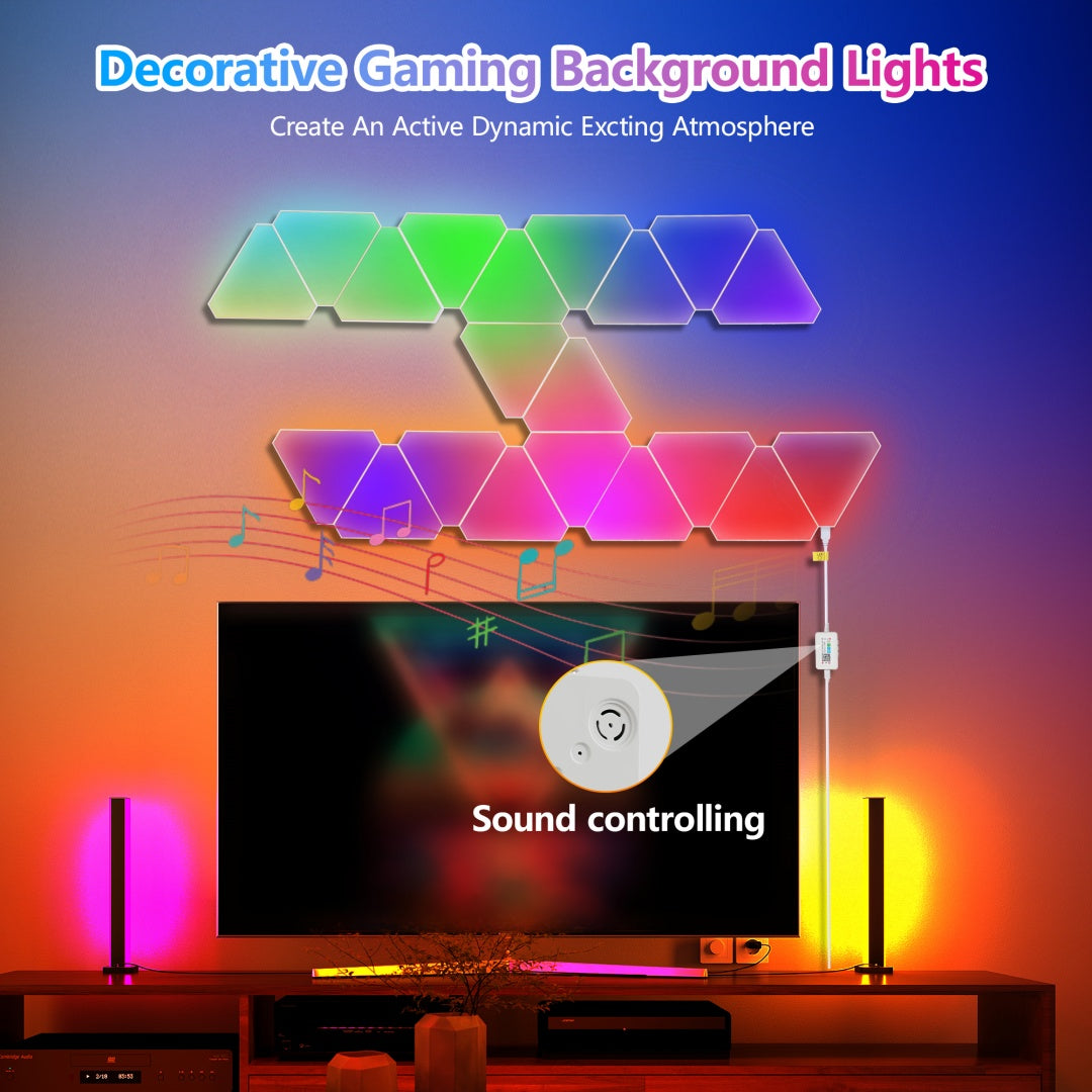 Panneaux lumineux triangulaires de 20 paquets - Smart RGB LED Lights with App & Remote - Music Sync