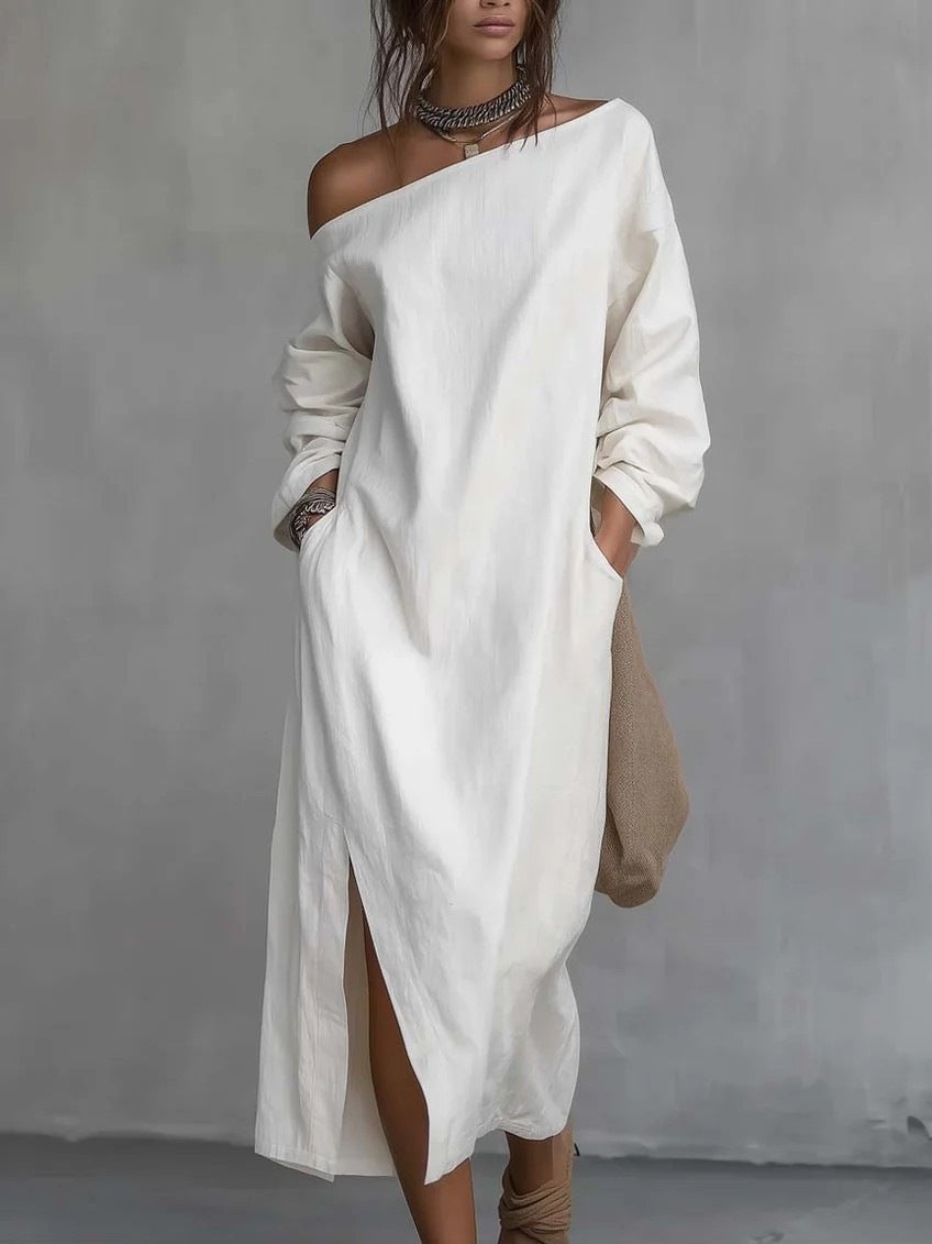Robe de denim hors-épaule de style européen et américain