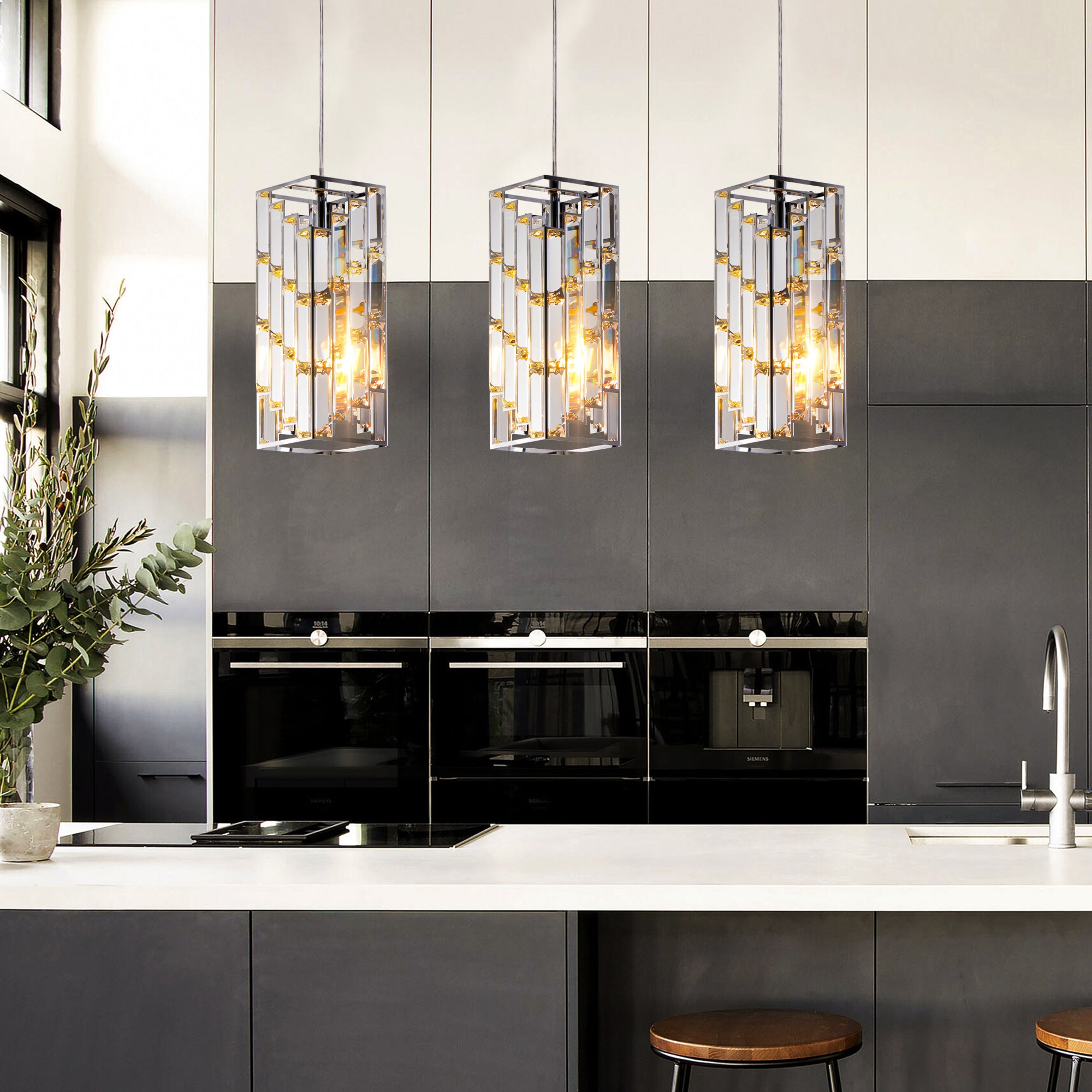Lampe pendentif en cristal moderne de 4" - 3 paquets